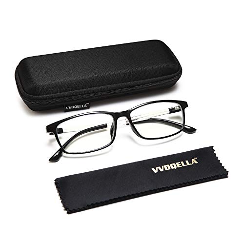 VVDQELLA Gafas Presbicia Hombre/Mujere Montura en TR90 Lentes Premium y Rectangular Anti Luz Azul Contra UV Gafas Lectura 1.75 para PC, Smartphone, TV, Ligeras y Durable