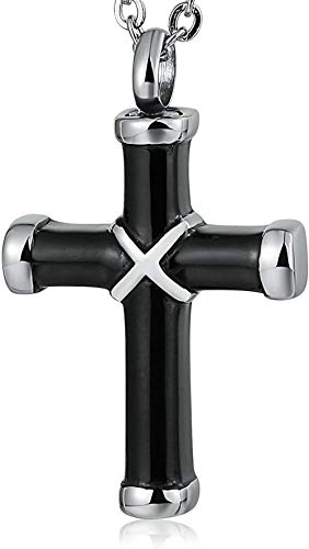 VVHN Collar Joyas de Acero Inoxidable Cadena de Botellas de Perfume para Hombres y Mujeres Cruz de Dos Tonos Colgante Cenizas de Acero Inoxidable Llavero Collar Cenizas Joyas de hollín