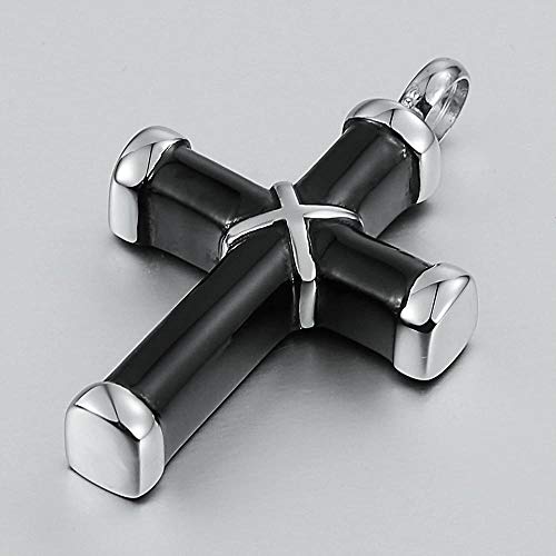 VVHN Collar Joyas de Acero Inoxidable Cadena de Botellas de Perfume para Hombres y Mujeres Cruz de Dos Tonos Colgante Cenizas de Acero Inoxidable Llavero Collar Cenizas Joyas de hollín