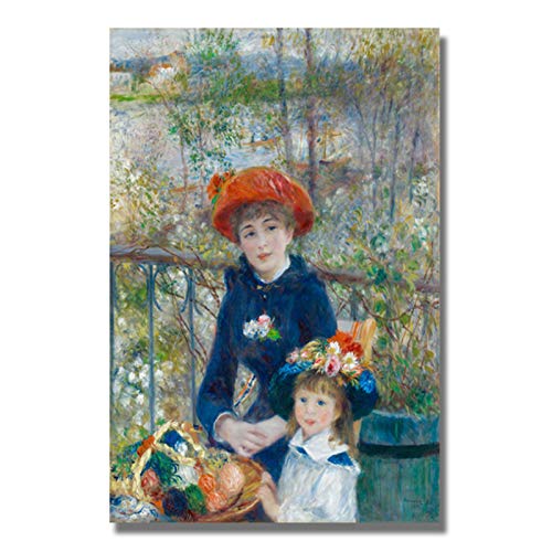 W15Y8 Zwei Schwestern Auf Der Terrasse Retro Leinwand Gemälde Giclée Poster Drucke Wandkunst Bild Für Wohnzimmer Home Decor Cuadros -50X70Cm No Frame