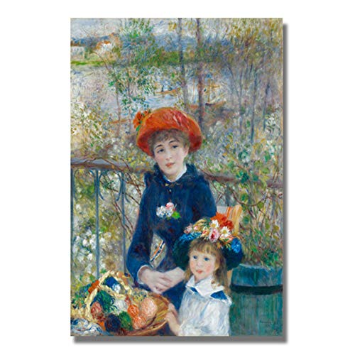 W15Y8 Zwei Schwestern Auf Der Terrasse Retro Leinwand Gemälde Giclée Poster Drucke Wandkunst Bild Für Wohnzimmer Home Decor Cuadros -50X70Cm No Frame