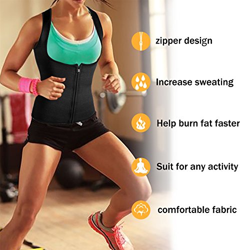 WABISABI DREAMS Chaleco Neopreno Sauna, Faja Adelgazante Mujer, Compresion Reductora para Conseguir una Sudoración efectiva para Deporte Fitness Negro (S)