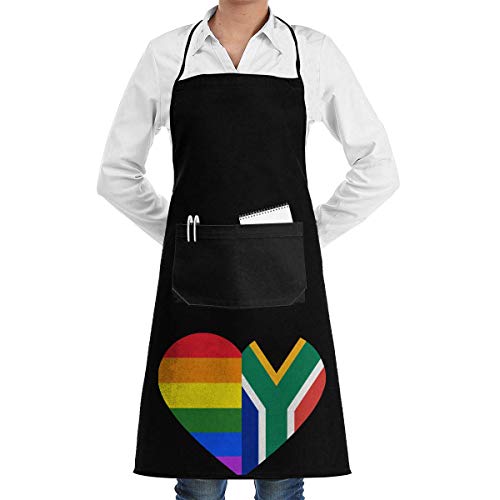 Waist Apron LGBT Rainbow South African Flag Heart Kitchen Long Aprons Men & Women Bar Sleeveless Overalls Portable Pocket Design