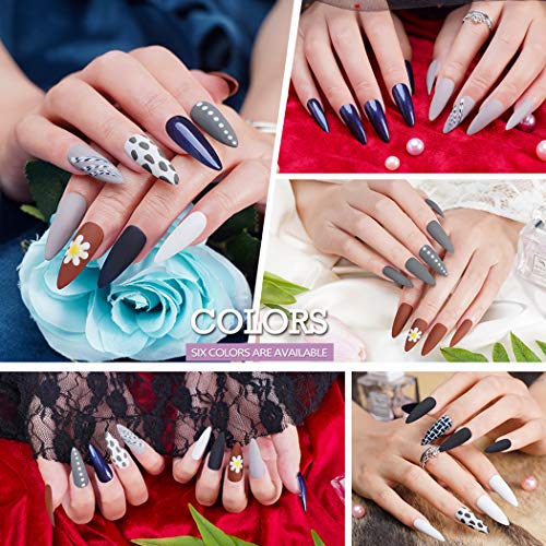 WAKANIYA Gel Nail Polish Set Esmaltes Semipermanente para Uñas Serie Gris Azul Oscuro 6 Colores Brillante, Fácil de Aplicar, Sock Off Kit Manicura, 10ml/Botella, Requiere Lámpara LED/UV
