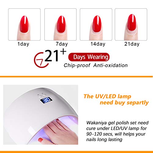 WAKANIYA Gel Nail Polish Set Esmaltes Semipermanente para Uñas Serie Gris Azul Oscuro 6 Colores Brillante, Fácil de Aplicar, Sock Off Kit Manicura, 10ml/Botella, Requiere Lámpara LED/UV