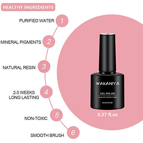 WAKANIYA Gel Nail Polish Set Esmaltes Semipermanente para Uñas Serie Gris Azul Oscuro 6 Colores Brillante, Fácil de Aplicar, Sock Off Kit Manicura, 10ml/Botella, Requiere Lámpara LED/UV