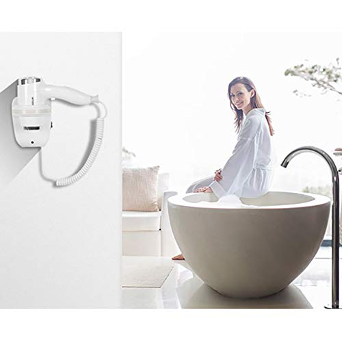 Wall Mounted Hairdryer Secador de Pelo de Pared para el Hogar Baño Ion Negativo Temperatura Constante Secador de Pelo de Aire Caliente y Frío Seguridad Resistencia al Calor 1100 W
