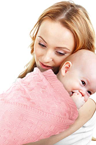 Wallaboo Eden, Manta de punto, 100% algodÃ³n orgÃ¡nico, 90 x 70 cm, Color Rosa