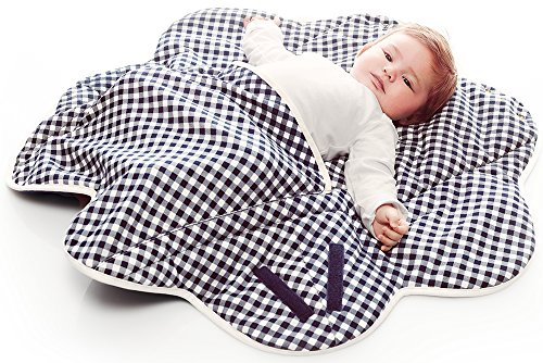 Wallaboo Manta Para Bebé Fleur, Muy Práctica y Ultra Suave, 85 x 85 cm, Manta para Envolver, Bebé Recién Nacido Hasta 12 Meses, 100% Algodón Suave, Color: Vichy Azul