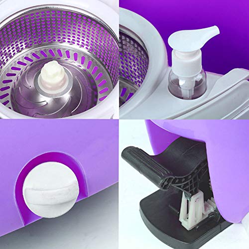 WANGCY Cubo de fregona Giratorio con Cubo Doble de fregona giratoria de Limpieza giratoria, Acero Inoxidable de Microfibra