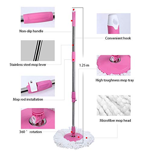 WANGCY Cubo de fregona Giratorio con Cubo Doble de fregona giratoria de Limpieza giratoria, Acero Inoxidable de Microfibra