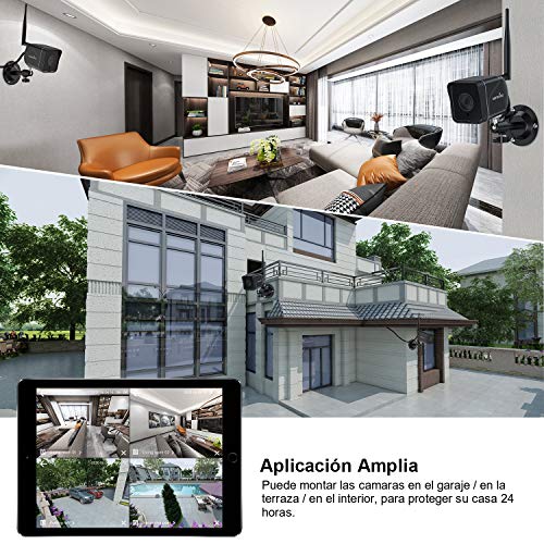 Wansview Cámara Vigilancia WiFi Exterior, 1080P Cámara IP WiFi de Seguridad con Visión Noturna Detección de Movimiento Audio Bidireccional, Soporta Alexa RTSP Onvif, IP66 Impermeable, W6 (Negro)