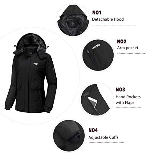 Wantdo Chaqueta de Esquí Calefacción Deportiva Parka Mujer Negro Large