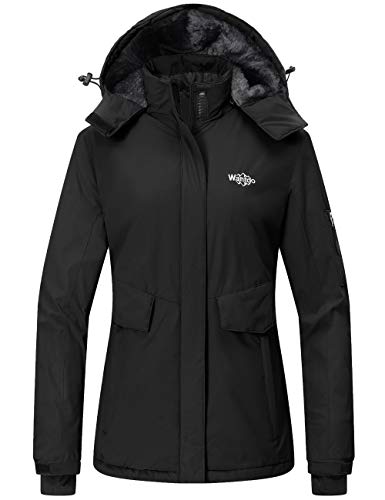 Wantdo Chaqueta de Esquí Calefacción Deportiva Parka Mujer Negro Large