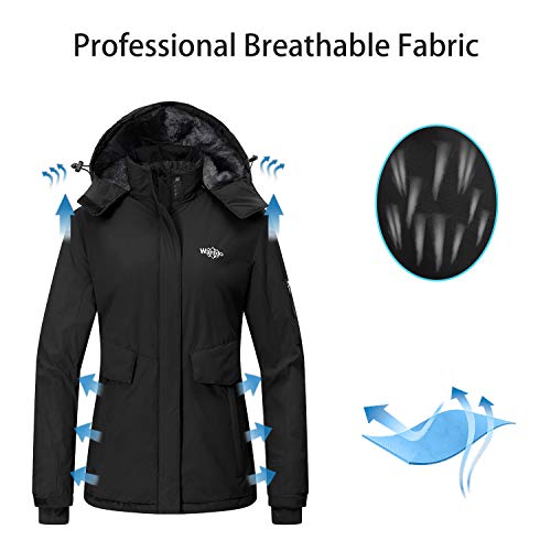 Wantdo Chaqueta de Esquí Calefacción Deportiva Parka Mujer Negro Large
