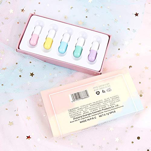WARMWORD 5Pcs Barra de Labios Mate Set Mini Lápiz Labial Cápsula Lip Bar Duradero Pintalabios Hidratante Nutritiva Fijas Bálsamo Rojo Set de Cosméticos Resistente Al Agua Brillos Labiales