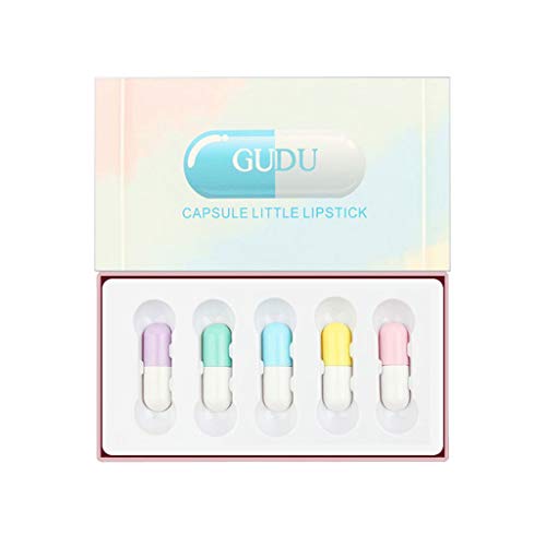 WARMWORD 5Pcs Barra de Labios Mate Set Mini Lápiz Labial Cápsula Lip Bar Duradero Pintalabios Hidratante Nutritiva Fijas Bálsamo Rojo Set de Cosméticos Resistente Al Agua Brillos Labiales