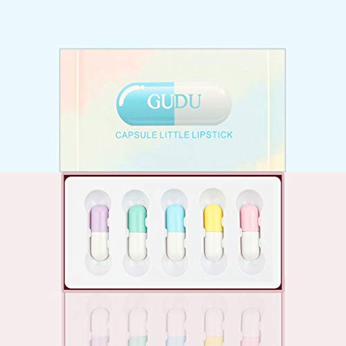 WARMWORD 5Pcs Barra de Labios Mate Set Mini Lápiz Labial Cápsula Lip Bar Duradero Pintalabios Hidratante Nutritiva Fijas Bálsamo Rojo Set de Cosméticos Resistente Al Agua Brillos Labiales