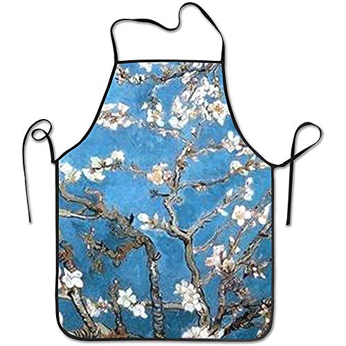 Water-wave Grembiule da cucina regolabile Grembiule da cucina Bavaglino Grembiuli Fiori di mandorlo Grembiule principale Home Easy Care