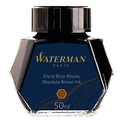 Waterman - Tinta para pluma estilográfica, marrón absoluto, frasco de 50 ml