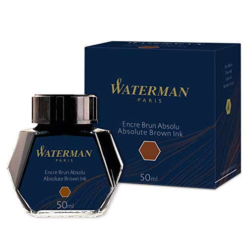 Waterman - Tinta para pluma estilográfica, marrón absoluto, frasco de 50 ml