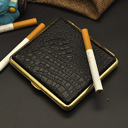 WAXCC Estuche de Cigarrillos de Metal Botón magnético Cepillado Resistencia a la presión Soporte de Cigarrillos de Aluminio portátil Soporte para 20 Cigarrillos