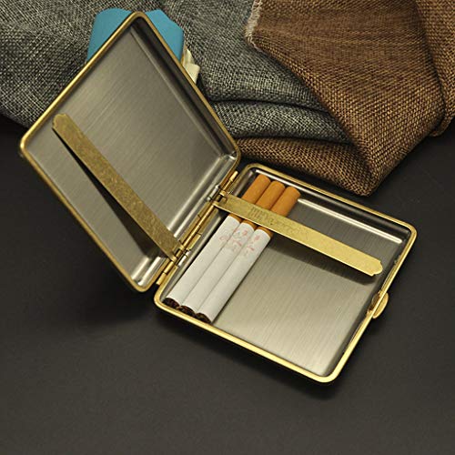 WAXCC Estuche de Cigarrillos de Metal Botón magnético Cepillado Resistencia a la presión Soporte de Cigarrillos de Aluminio portátil Soporte para 20 Cigarrillos