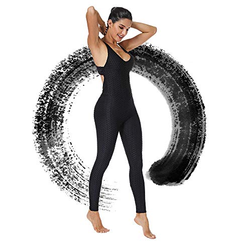 WAZA Mono Deportivo para Mujer Elástico Transpirable Secado Rápido Cintura Alta Elevación de Cadera Sin Espalda Ropa Deporte Pantalones Leggings para Yoga Pilates Fitness (Negro, S)