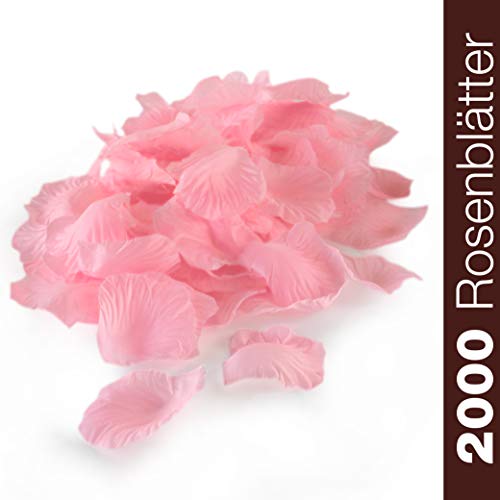 WeddingTree 2000 Pétalos de Rosa Sueltos Rosa - Ideales para Bodas, día de San Valentín, cumpleaños, Fiestas y decoración romántica