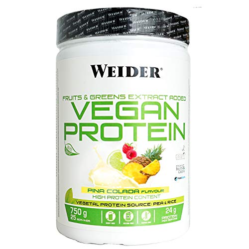 Weider Vegan Protein. Sabor Piña Colada. Proteína 100% vegetal de guisantes (PISANE)y arroz. Sin gluten. Sin lactosa. Sin aceite de palma (750 g)