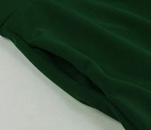 Wellwits Vestido vintage plisado frontal de los años 40 con cuello de diamante - Verde - 46 ES/48 ES más