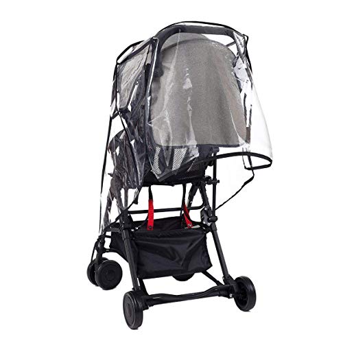 Wemk Protector de Lluvia para Silla de Paseo, Cubierta de Lluvia para Cochecitos, con 3 Ventanas de Ventilación, Transparente Burbuja de Lluvia de Material de EVA - Tamaño Grande