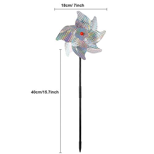 Wenxiaw Control Reflectante de Pájaros Espanta Palomas Reflectante Molino de Viento para Control de Aves Decoración de Jardín para Balcón Jardín Proteger Jardín, Huerto, Granja, Techo 4Pcs