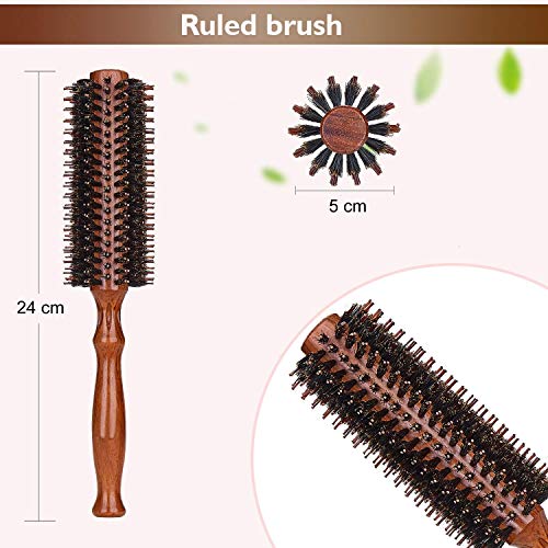 Werrtt Cepillo Redondo Pelo Para El Cabello De Cerdas Naturales De Jabalí Y Mango de Madera Para Mujeres Y Hombres, Cepillo Pelo, Secado De Cabello, Diámetro 5 CM …