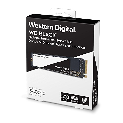Western Digital WD Black NVMe - Disco duro sólido SSD 500GB, M.2, PCI Express 3.0, 3400 MB/s