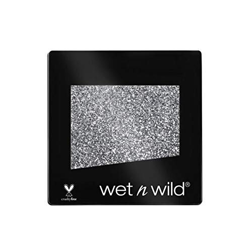 Wet n Wild - Color Icon Glitter Eyeshadow Single - Sombra de Ojos Brillante con una Fórmula Hidratante y Textura Sedosa, Glitter Maquillaje Profesional - Vegan - Color Gris Plateado