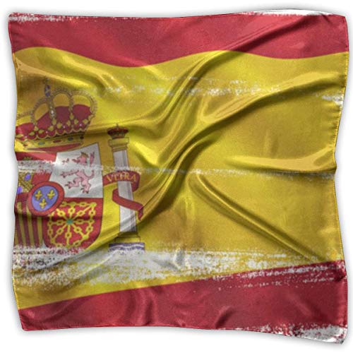 Wfispiy Bufanda cuadrada de satén para mujer Pañuelos estampados con la bandera de España en el cuello