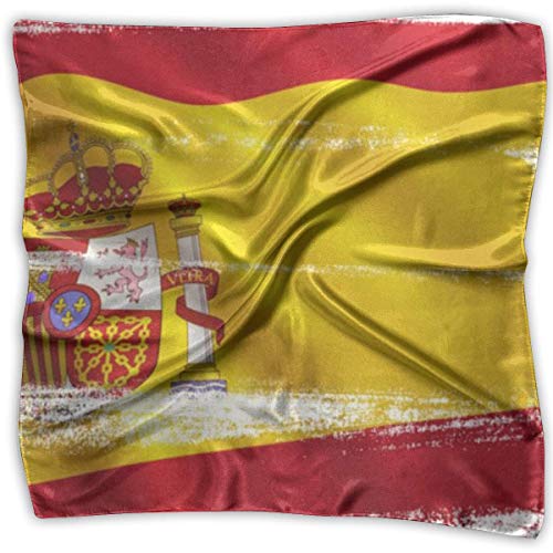 Wfispiy Bufanda cuadrada de satén para mujer Pañuelos estampados con la bandera de España en el cuello