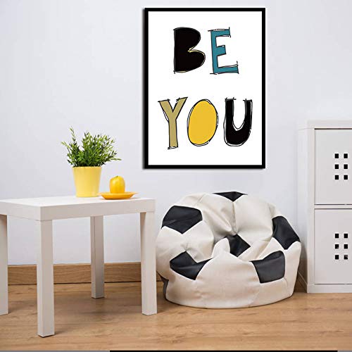 Wfmhra Imágenes de impresión de Alta definición de Letra Simple BeYOU, póster de decoración del hogar para habitación de niños 50x70 cm sin Marco