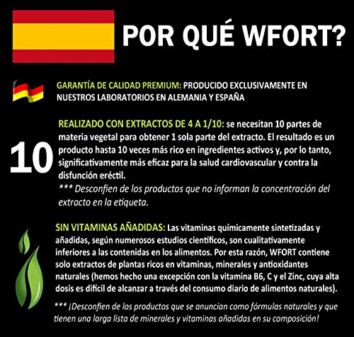WFORT 120 Pastillas Hombre | Potenciador Masculino - Vigorizante & Booster de Testosterona | Potencia Extra y Energía