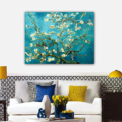 Wieco Art Giclée Impresión de Lienzo de Van Gogh pinturas al óleo de almendro en flor moderna lienzo para decoración de la pared y decoración para el hogar, 48x36inch