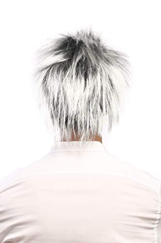 WIG ME UP- 60287-P103T613 Peluca Mujer Hombre Carnaval Halloween Wave Punk Estrella del Pop Negro y Rubio Blanco cardar Algo 80