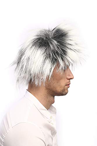 WIG ME UP- 60287-P103T613 Peluca Mujer Hombre Carnaval Halloween Wave Punk Estrella del Pop Negro y Rubio Blanco cardar Algo 80