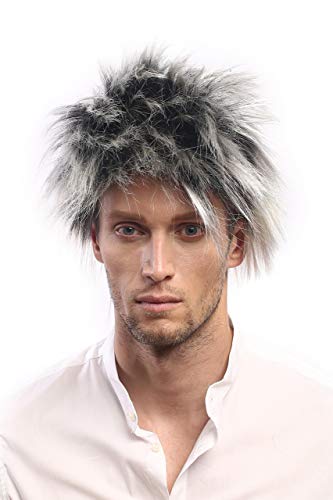 WIG ME UP- 60287-P103T613 Peluca Mujer Hombre Carnaval Halloween Wave Punk Estrella del Pop Negro y Rubio Blanco cardar Algo 80