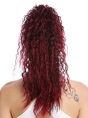 WIG ME UP- N609-V-1BT39 extensión de pelo trenza coleta larga voluminosa rizada rizos crespos afro kinks colores negro y rojo mechas 45 cm