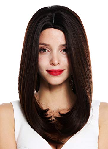 WIG ME UP- Z1952-8/33 peluca de mujer pelo medio largo liso raya en medio color castaño caoba mix