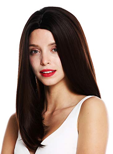 WIG ME UP- Z1952-8/33 peluca de mujer pelo medio largo liso raya en medio color castaño caoba mix