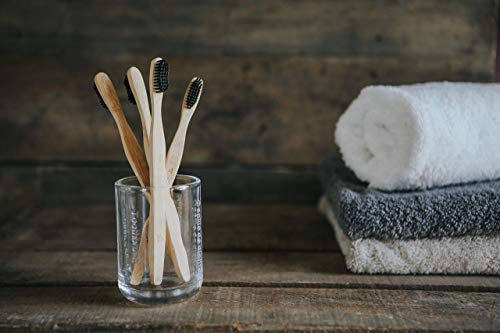 Wild & Stone | Cepillo de dientes de bambú orgánica | 4 individualmente numerada | Cerdas firmes de fibra de carbono | Mango 100% biodegradable | Cepillos de dientes veganos orgánicos