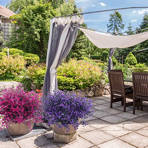 WILLBOND 12 paquetes de flores artificiales para exteriores, resistentes a los rayos UV, arbustos artificiales decorativos para arreglos florales, centro de mesa, decoración de casa, jardín, cocina