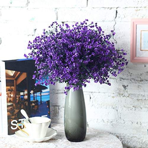 WILLBOND 12 paquetes de flores artificiales para exteriores, resistentes a los rayos UV, arbustos artificiales decorativos para arreglos florales, centro de mesa, decoración de casa, jardín, cocina